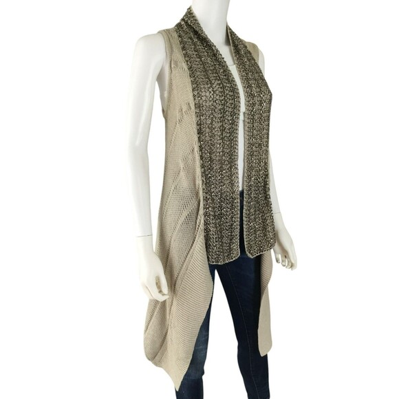 Alice + Olivia BOHO Artsy Vest sz S Sequin Beaded Asymmetric Glam Chic Layering - Picture 11 of 15